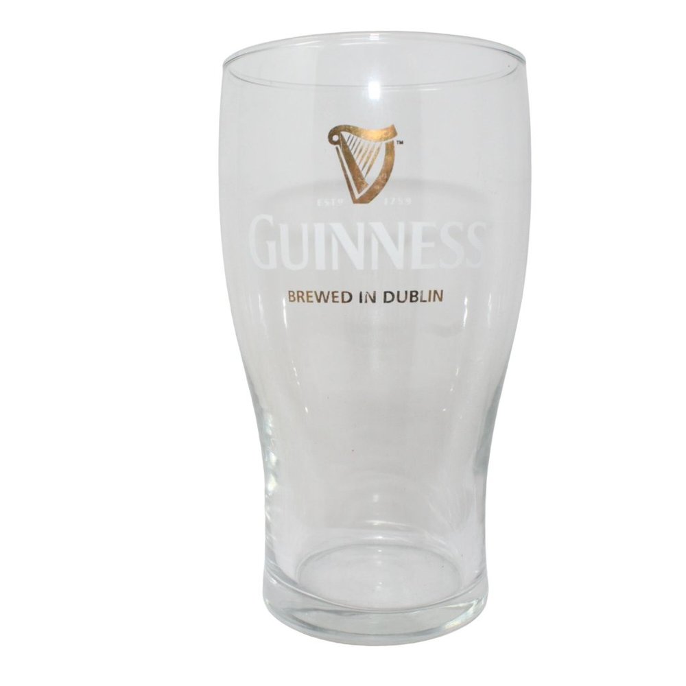 Guinness Draught Draft Beer Clear Glass One Pint Collectible Harp Logo Barware